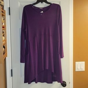 NWT Chico's Purple Cozy Knit Tunic Button Back sz 1